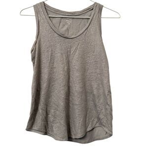J. Crew Scoop Neck Linen Metallic Shimmer Tank Top Heathered Silver Gray XS